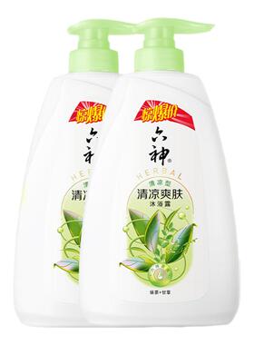 六神清凉爽肤沐浴露正品官方旗舰店家庭装大容量绿茶男士控油4