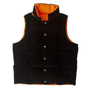 凹造型利器复古灯芯绒拼色内里90白鸭绒立领羽绒马甲背心女秋冬