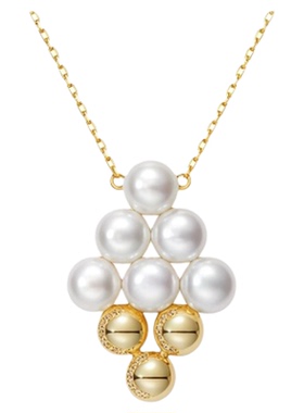 镜衡几何菱形珍珠项链轻奢小众