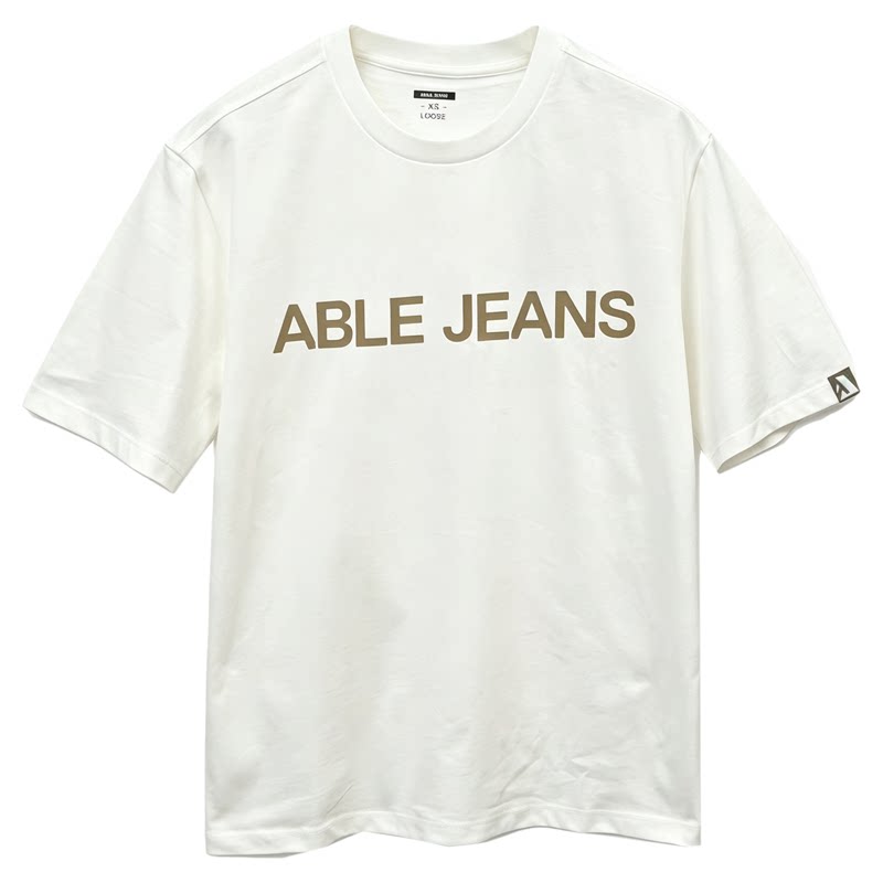 ABLEJEANS纯棉短袖白色男女T恤