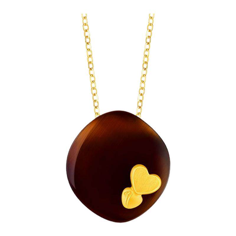 justgold镇金店巧克力方形黄金足金吊坠1530661Y