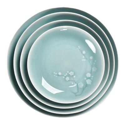 青瓷盘子龙泉窑田园风7寸