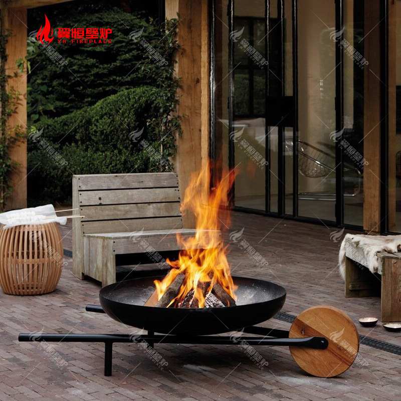 燃木真火取暖篝火晚会庭院露营农家乐烧烤围炉火盆现代风格壁炉