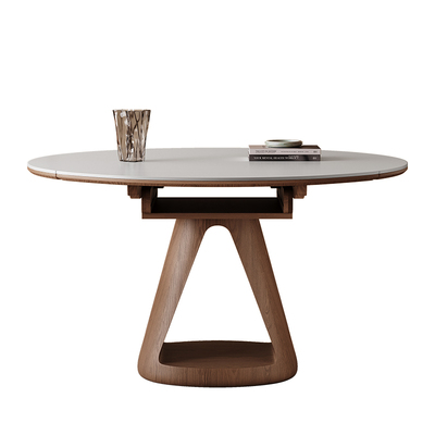 奥古斯特伸缩实木岩板餐桌