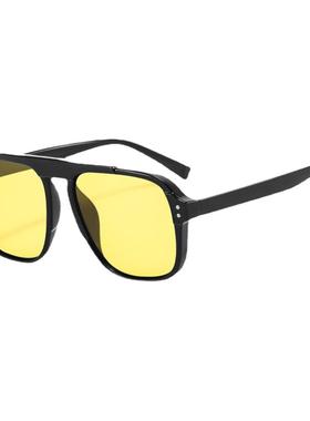 墨镜方形优雅风街拍黄色同款眼镜