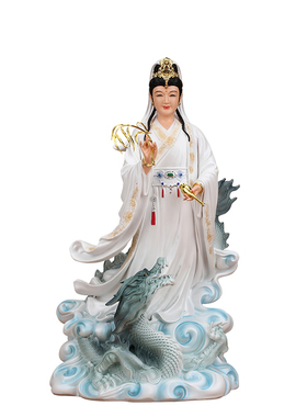 踏龙观世音菩萨神像家用南海站龙观音菩萨佛像像体真身供奉摆件白