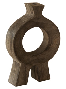 侘寂风复古做旧实木圆环装饰摆件