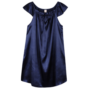 睡衣睡裙短袖薄款女中年妈妈夏季冰丝家居服丝绸中老年中长款裙子