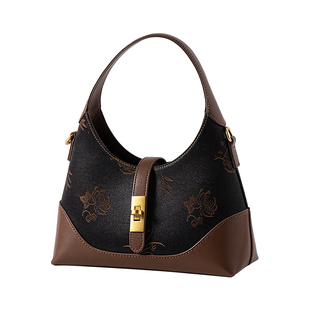 2025新款香云纱提花真皮手提托特女包单肩斜挎包母亲节送长辈礼品