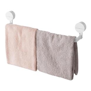 懒角落毛巾架免打孔卫生间吸盘式挂杆浴室厕所毛巾杆浴巾架置物架