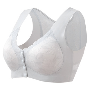 妈妈内衣无钢圈中老年人妇女聚拢背心式胸罩无痕前扣文胸夏季薄款