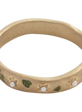 Fable四叶草珍珠珐琅彩戒指原创设计指环女高级感礼物送女友