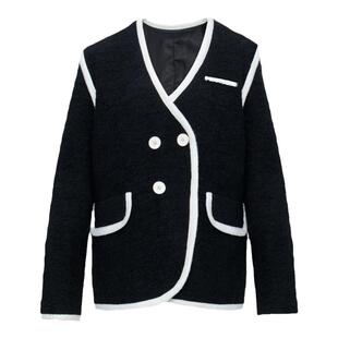 ON＆ON/安乃安冬季新款高端羊毛混纺撞色廓形毛呢中长款女大衣