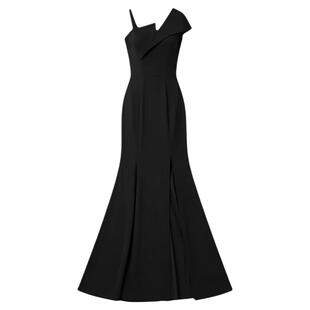 晚宴礼服女高级感露肩吊带黑色长款连衣裙气质显瘦减龄柔式工作服