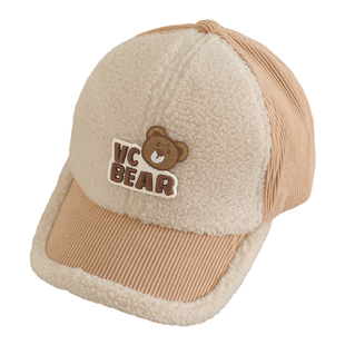 儿童棒球帽子秋冬季宝宝鸭舌帽3-4-5-6岁男孩保暖毛绒男童女童帽