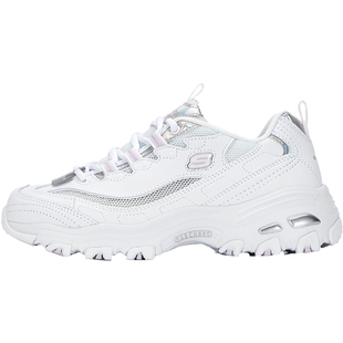 斯凯奇女鞋春季26新款网面透气熊猫鞋厚底老爹鞋运动休闲鞋小白鞋