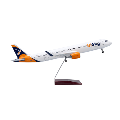 1:100带灯欧洲嗨天航空A321neo仿真客机HiSky Europe飞机模型44cm