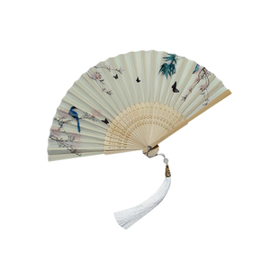 复古风折扇古装汉服花鸟扇中国风扇子夏季古典舞蹈学生拍照礼品扇