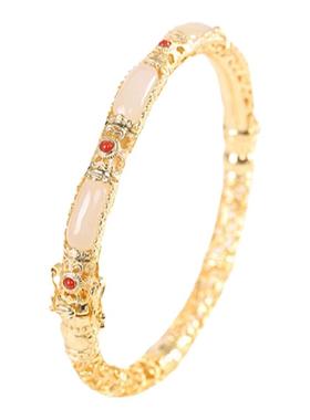 新中式国朝唐草纹镀金镂空手镯女款古风手环古典民族风饰品送妈妈