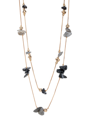 【新品】天然石双层项链女款2025新款高级感轻奢小众毛衣链配饰