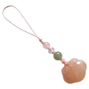 天然金丝玉桃花酿富贵锁手机链挂件吊坠国风旗袍押襟钥匙扣包挂饰