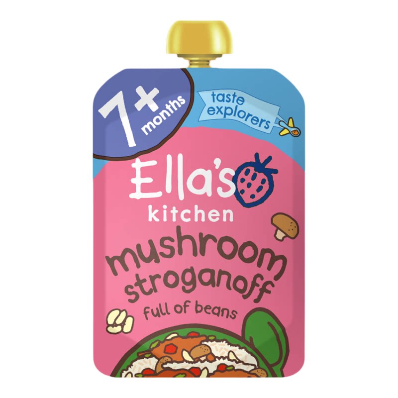 Ella's Kitchen进口英国婴幼儿有机奶油蘑菇蕃茄豆蓉130g零食辅食