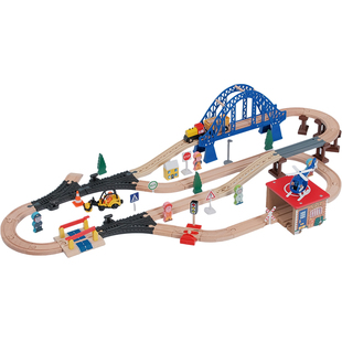 仿真高铁轨道玩具电动小火车套装木质飞机模型和谐号动车兼容BRIO