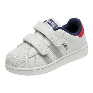 安奈儿男童小白鞋春秋2026新款男宝宝女童板鞋儿童鞋子白色运动鞋