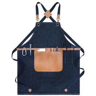 男士户外园艺师手作匠人木工美发师牛仔女工作服围裙订制logo印字