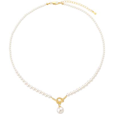 秋冬新款高级珍珠毛衫项链女小众微镶打结吊坠设计轻奢毛衣珍珠链