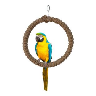 中大型鹦鹉麻绳圆秋千大型鸟类玩具配件金刚吊环鸟笼攀爬灰机手工