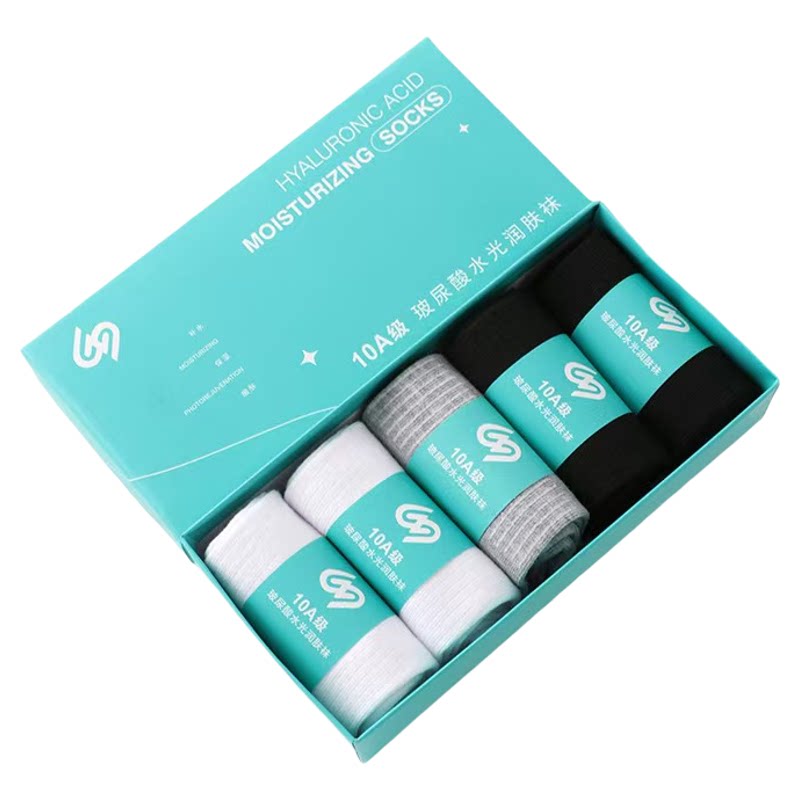 正品【中筒情侣款】10A级抗防菌防臭袜玻尿酸水光润肤嫩肤棉袜子