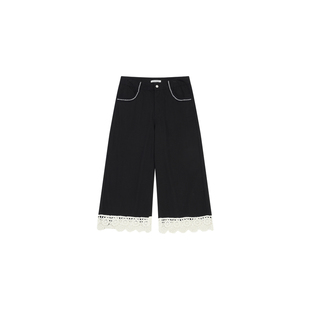 【官方正品】COYSEIO蕾丝花边直筒休闲裤女宽松九分裤休闲女裤子