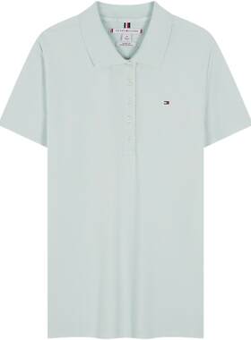 Tommy女装珠地网眼五粒扣POLO衫