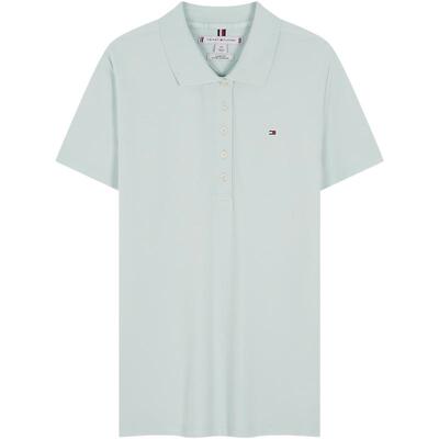 Tommy女装珠地网眼五粒扣POLO衫