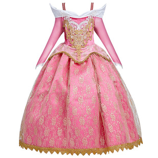 外贸欧美女童连衣裙睡美人艾洛公主爱洛迪士尼礼服女孩洋气生日裙