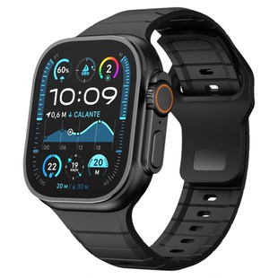 适用iwatch苹果ultra2/3手表带S10/11钛空版FKM氟橡胶腕表带applewatch运动S9运动8智能7小众6创意高级感