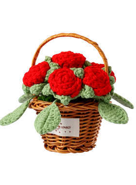 成品新款小花篮盆栽手工编织送人