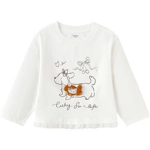 【商场同款】巴拉巴拉女童长袖T恤白色打底衫春秋款童装儿童上衣