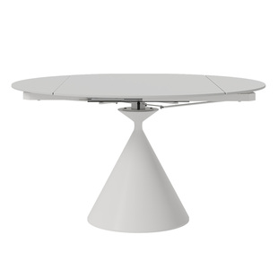 德利丰岩板餐桌可伸缩简约奶油风纯白吃饭桌2025新款折叠方变圆桌