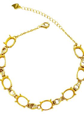 S925纯银椭圆手链空托镶嵌女款