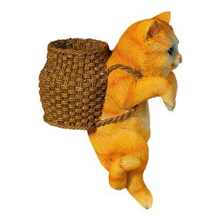 鱼缸造景装饰可爱猫咪挂壁小摆件水族箱办公桌客厅创意全套布景