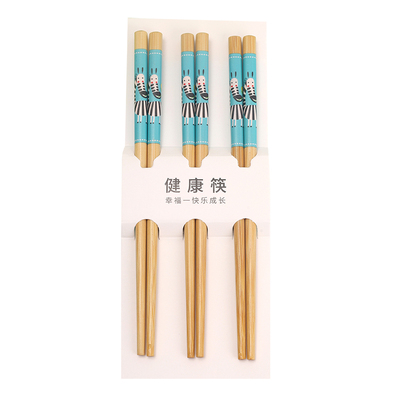 天然楠竹卡通儿童筷子短款防滑