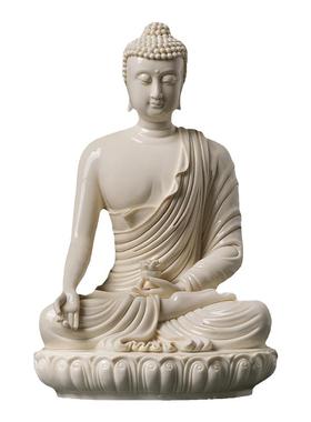 戴玉堂周金田陶瓷摆件《坐古莲座阿弥陀佛》仿古瓷佛像供奉家用