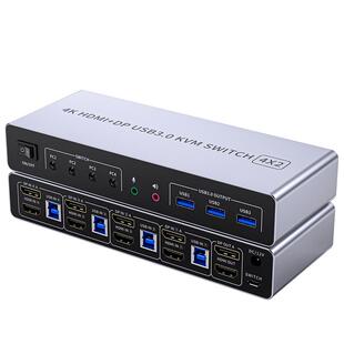 kvm切换器hdmi dp四进二出8K超清4K120Hz电脑双屏共享鼠键显示器
