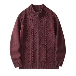 吉普拉链开衫毛衣男冬季2025新款宽松中年爸爸男装针织衫外套男款