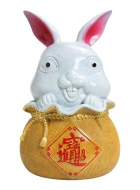 纯铜兔招财进宝客厅装饰摆件礼品
