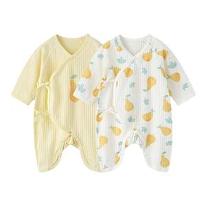童泰母婴旗舰店童泰婴儿连体衣夏季纯棉新生儿衣服初生宝宝蝴蝶哈衣和尚服2件装