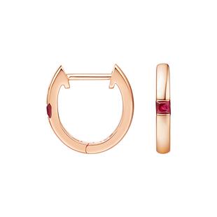 WithLove 玫瑰18K金公主方红宝石耳环简约时尚百搭轻奢耳饰送女友