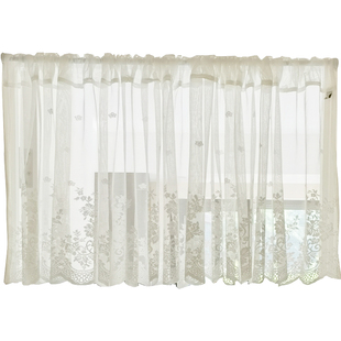 纱帘窗纱白色蕾丝田园美式半帘小窗帘飘窗帘短帘门帘隔断帘免打孔